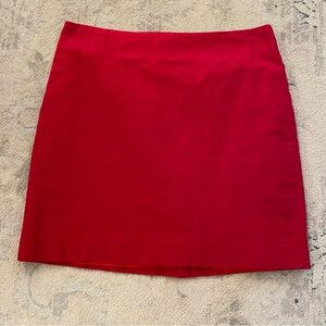 Banana Republic Mini Skirt Ruby Red Gold Zipper Pencil 4 Cotton Sexy